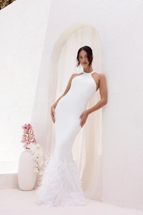 Plunge Neckline Lace Halter Wedding Dress