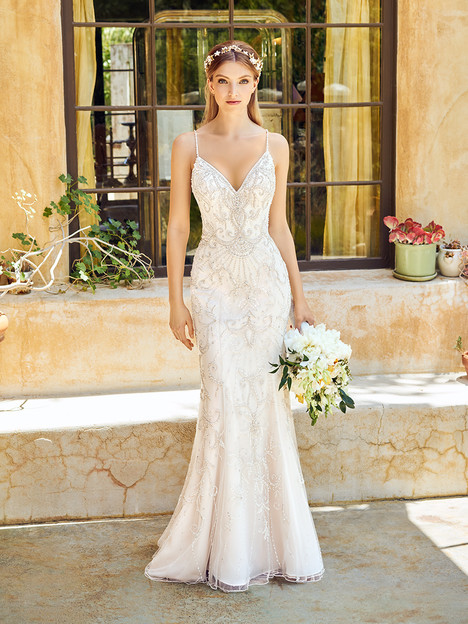 Val Stefani Valencia D8267 Vintage Inspired Stardust Tulle Notch Neckline  Beaded Mermaid Wedding Gown